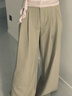 西遇垂墜感闊腿褲女2025年夏季新款西裝褲寬松慵懶風(fēng)高腰休閑褲 卡其色 26 曬單實(shí)拍圖