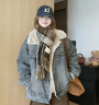 JRET棉服女冬裝新款2025冬季韓版寬松棉衣休閑夾克加絨加厚牛仔外套女 牛仔外套 高質(zhì)量 加絨 S (建議100斤內) 曬單實(shí)拍圖