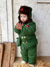 G.duck軍大衣兒童套裝加絨軍綠色嬰兒棉衣加厚寶寶棉服東北小孩冬季衣服 軍大衣_分體款送帽子包包 90 cm 建議22-26斤 曬單實(shí)拍圖