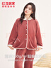 紅豆居家（Hodohome）女士寶寶絨抗靜電加絨加厚保暖睡衣女家居服 紅色 L 曬單實(shí)拍圖