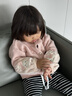 QUEEN TRIP卡通格絨袖套女秋冬加厚保暖毛絨套袖學(xué)生學(xué)習辦公室工作防臟護袖 粉色蝴蝶結兔兔 曬單實(shí)拍圖