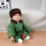 迪士尼（Disney）軍大衣兒童套裝加絨軍綠色嬰兒棉衣加厚寶寶棉服東北小孩冬季衣服 軍大衣_分體款送帽子包包 73 cm 建議15-18斤 曬單實(shí)拍圖