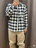 優(yōu)衣庫男女裝法蘭絨格子襯衫長(cháng)袖襯衣薄外套25秋冬480772 480772/01乳白色 XL 曬單實(shí)拍圖