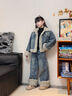 G.duck女童秋冬季加厚牛仔套裝2025新款中大童加絨牛仔外套褲子兩件套潮 【套裝】牛仔外套+加絨牛仔褲 加厚 150 適合68-80斤 曬單實(shí)拍圖