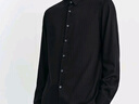 太平鳥(niǎo)男裝休閑襯衫春季斯文襯衫時(shí)尚長(cháng)袖 黑色（修身）L 曬單實(shí)拍圖