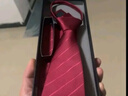 海瀾之家（HLA）領(lǐng)帶男紅色免打拉鏈款條紋商務(wù)高端婚禮新郎伴郎正裝禮盒裝 曬單實(shí)拍圖