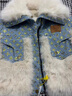 G.DUCKKIDS小黃鴨童裝女童仿皮草加絨加厚牛仔外套秋冬款棉服冬裝韓版棉衣 牛仔藍色 130 (建議115-125cm 7-8周歲) 曬單實(shí)拍圖