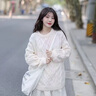 燕潯女裝秋冬新款寬松慵懶風(fēng)加厚毛衣外套外穿中長(cháng)款打底針織衫上衣 米白色 L -100-120斤 曬單實(shí)拍圖