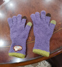 Kocotreekk樹(shù)兒童手套保暖加絨加厚軟糯拼色五指手套可觸屏親子風(fēng)鈴紫兒童 曬單實(shí)拍圖