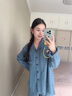 熱妒睡衣女春秋季藍色高級感純棉紗布嬰兒棉帶胸墊可外穿套裝 53424（帶胸墊） L 曬單實(shí)拍圖