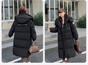 鴨鴨（YAYA）長(cháng)款羽絨服女2025冬新款韓版時(shí)尚咖色休閑過(guò)膝連帽外套女 黑色 M  曬單實(shí)拍圖
