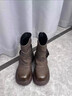 ZHR堆堆短靴女加絨厚底增高馬丁靴美拉德西部褲管靴 KN261A棕色37 曬單實(shí)拍圖