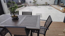 皇聚德戶(hù)外庭院桌椅 室外露天防雨防曬別墅花園休閑塑木桌椅組合 咖啡色 巴克6椅+160x90cm拼花長(cháng)桌 鐵 曬單實(shí)拍圖