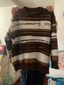 馬海毛圓領(lǐng)毛衣男女秋冬休閑撞色條紋針織衫寬松松弛感情侶打底衫 B107-棕色 M 曬單實(shí)拍圖
