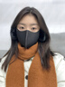 貓人（MiiOW）保暖口罩冬季護耳罩女騎車(chē)防風(fēng)防塵立體高顏值顯臉小防寒滑雪口罩 曬單實(shí)拍圖