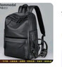 羅梅達爾（Rommedal）雙肩包男時(shí)尚簡(jiǎn)約大容量旅行包男士背包頭層牛皮學(xué)生書(shū)包雙肩包 黑色【京倉次日達】43*30*15CM 曬單實(shí)拍圖