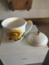 華光國瓷 骨瓷茶杯辦公水杯帶蓋筆筒杯碟三件套禮盒裝 金葵向陽(yáng) 蓋杯【單裝】 曬單實(shí)拍圖