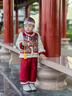 Zonsmo寶寶周歲禮服冬季嬰幼兒新中式中國風(fēng)唐裝男童喜慶拜年服兒童漢服 紅色 120 曬單實(shí)拍圖
