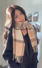 HR赫蓮娜品牌羊毛圍巾女秋冬季2025新款保暖圍脖生日禮物送女生女友 綠白格【品牌專(zhuān)柜禮盒】 曬單實(shí)拍圖