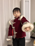 雀棲枝冬季拜年服男童加厚兒童過(guò)年服裝女童漢服女寶年服唐裝男寶喜慶服 錦歲男款 130 曬單實(shí)拍圖