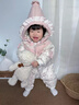 班喜迪嬰兒羽絨服連體衣冬季女寶寶衣服白鴨絨嬰幼兒加厚連帽外出服秋冬 米色 80 曬單實(shí)拍圖