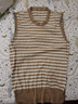 金三塔背心女真絲桑蠶絲條紋針織打底秋冬內搭上衣 米駝條紋 L 曬單實(shí)拍圖