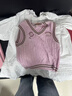 巴拉巴拉童裝女童背心毛織馬甲秋冬裝中大童衣服兒童寬松刺繡復古學(xué)院風(fēng)甜 紅色調00366 140 曬單實(shí)拍圖