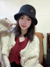 韞舜羊羔絨漁夫帽女秋冬季2025新款保暖加厚防寒盆帽時(shí)尚毛絨帽子 羊羔絨漁夫帽-黑色 曬單實(shí)拍圖