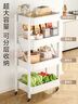 四季沐歌廚房置物架落地折疊小推車(chē)置物架免安裝零食收納儲物移動(dòng)果蔬菜籃 3層奶白【可折疊】常規款 曬單實(shí)拍圖