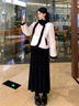 雅黛絲薇連衣裙女裝小香風(fēng)羊羔毛外套秋冬2025新款韓系高級感兩件套裝裙子 米白色外套+黑色半身裙 S 曬單實(shí)拍圖