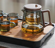 高茗（gaoming）玻璃飄逸杯一鍵茶水分離過(guò)濾泡茶壺懶人泡茶神器茶杯泡茶茶具套裝 【一秒出水】一壺2杯 曬單實(shí)拍圖