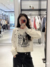 moussy2025早秋新品暗黑哥特圖案短款針織衫毛衣女028IAZ70-1019 013象牙色 均碼 曬單實(shí)拍圖