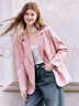 百圖betu女裝2025春季新款西裝百搭時(shí)尚通勤休閑西裝外套女2502T55 粉紅 S 曬單實(shí)拍圖