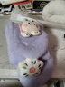 G.duck小黃鴨兒童秋冬裝加厚保暖圍巾新款嬰兒寶寶可愛(ài)卡通交叉毛絨圍脖 掛脖小兔圍巾-紫色 （建議1歲-12歲） 曬單實(shí)拍圖