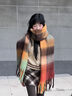 爾山集彩虹圍巾女秋冬2025新款高級圍脖女士韓系格子氛圍感保暖百搭披肩 彩虹格子 （230*40cm） 曬單實(shí)拍圖