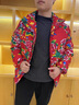 花花公子（PLAYBOY）花棉襖男款冬季棉服年輕人洋氣東北大花男裝2025新款男士棉衣外套 紅色 XL 【建議145斤以?xún)取?曬單實(shí)拍圖