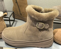 百麗（Belle）厚底增高復古雪地靴女2025冬新商場(chǎng)同款加毛保暖短靴E6W1DDD5 卡其色 38 曬單實(shí)拍圖
