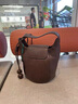 香奈小香2025新款復古南瓜包女真皮水桶包磨砂牛皮感托特包單肩斜挎包 1棕色 曬單實(shí)拍圖