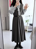 圖曼朵（tumanduo）法式灰色背心裙女裝秋通勤面試套裝氣質(zhì)連衣裙教師穿搭裙子 灰色連衣裙兩件套【裙子+藍襯衫】 M 推薦105-115斤可穿 曬單實(shí)拍圖