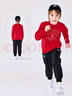 NIKE3BRAND 耐克紅色拜年服長(cháng)T+長(cháng)褲2件套男女童柔軟休閑套裝 曬單實(shí)拍圖