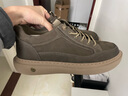百麗男鞋休閑板鞋男士25新款冬季真牛皮革套腳工裝鞋子8YE01DM5 卡其色-單里（高幫款） 43 (265mm) 曬單實(shí)拍圖