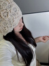 七色紡針織帽女薄款四季甜美文藝鏤空編織帽子毛線(xiàn)帽顯臉小包頭帽 米色 曬單實(shí)拍圖