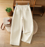 蘑菇同學(xué)夾棉保暖休閑褲棉褲女冬季2025新款文藝松緊腰豎直筒壓線(xiàn)寬松百搭 米色 L 建議115-130斤 曬單實(shí)拍圖