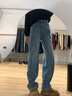 棉致加絨加厚窄版高腰直筒牛仔褲子女秋冬季新款小個(gè)子顯瘦闊腿休閑褲 11深藍色【加絨高品質(zhì)】 L 105-115斤 曬單實(shí)拍圖