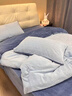 拉夏貝爾（La Chapelle）冬季牛奶絨四件套雙面絨床上用品珊瑚絨加厚加絨親膚裸睡加厚床品 編織紋-藍灰 床單款 1.2m三件套-被套150×200cm 曬單實(shí)拍圖