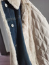 森馬（Semir）牛仔外套女拼接仿兔毛翻領(lǐng)寬松港風(fēng)冬季落肩夾棉夾克103724108001 曬單實(shí)拍圖