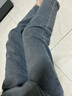 衣然呈品牛仔褲女秋季新款美式高街潮牌寬松高腰垂感拖地休閑直筒長(cháng)褲子女 藍色 常規 M 【建議90-105斤】 曬單實(shí)拍圖