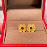 航民首飾 黃金耳釘足金古法琺瑯四方如意耳飾XYJ1255 1.69g 現貨 工費200元 曬單實(shí)拍圖