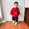 波步（BORBOON B）波步男寶寶分體套裝秋裝衣服嬰兒紅色套頭上衣男童秋冬衛衣兩件套 【兩件套】8202 90 曬單實(shí)拍圖