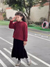 moonkids紅色毛衣女童2025新年衣服兒童拜年服喜慶冬裝加厚毛衣套裝秋冬季 19741紅色 130 130cm 曬單實(shí)拍圖